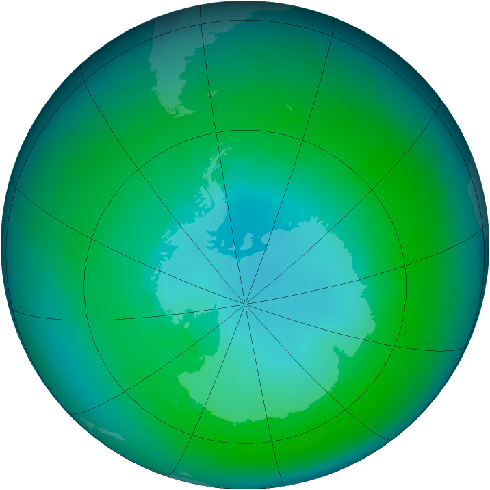 Antarctic ozone map for February 1985